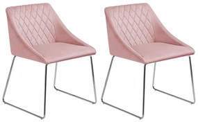 Set di 2 sedie da pranzo velluto rosa ARCATA Beliani
