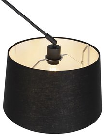 Lampada a sospensione nera con paralume in lino nero 35 cm - Blitz