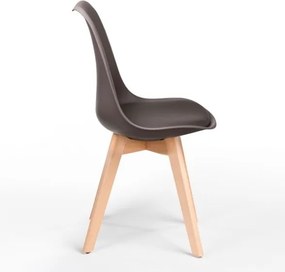 Sedia Nordica Marrone Caffè Con Gambe In Legno E Cuscino Design Moderno
