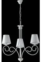 Lampadario Provenzale 3 Luci Ferro Battuto e Paralumi Bianco Shabby Serie Alma