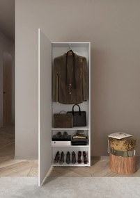 Mobile ingresso appendiabiti 60x185 Bianco lucido con serigrafie/specchio - Fox