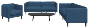 Set Di Divani 3 Pz Blu İn Tessuto /