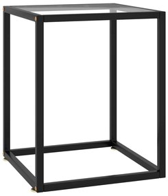 Tavolino da salotto nero con vetro temperato 40x40x50 cm
