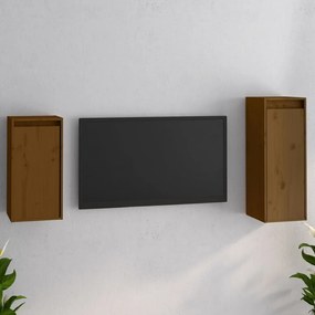 Mobili porta tv 2 pz miele in legno massello di pino