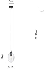 Sospensione Minimal 1 Luce Atalanta Acciaio Nero E Vetro Trasparente
