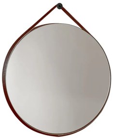 Specchio tondo in cuoio sintetico marrone Ø 70 cm