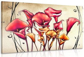 Quadro su tela – Fiori rossi di calla
