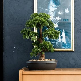Ficus Artificiale Mini Bonsai Con Vaso Marrone 43 Cm /