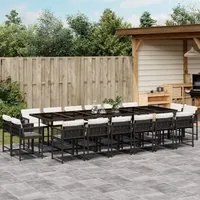 Set da Pranzo da Giardino 17 pz con Cuscini Nero in Polyrattan 3211602