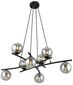 Lampadario Moderno Cadmo Acciaio Nero Grigio 8 Luci E14 Ip20
