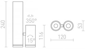 RED - Design Rendl - R12499 - Faretto LED BOGARD 2xLED/5W/230V
