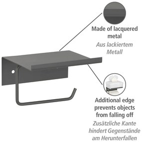 Porta carta igienica autoportante in metallo antracite con ripiano Desulo - Wenko