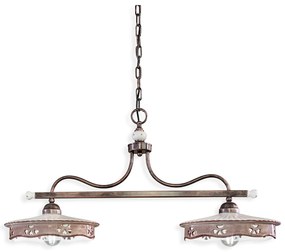 Lampadario Classico Alessandria Ferro E Ceramica Nero Sfumato Rame 2 Luci E27