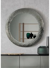 Specchio tondo con cornice in vetro temperato effetto martellato D90 cm NIDRA Fumč