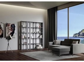 Libreria 178x204h cm in legno Cemento con 6 ripiani - KATO A