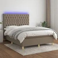 Letto a Molle con Materasso e LED Tortora 140x190 cm in Tessuto 3135673