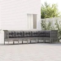 Set Divani da Giardino 6 pz con Cuscini in Polyrattan Grigiocod mxl 101244