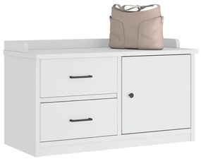Panca Da Corridoio Sandnes Bianca 87x40x50 Cm İn Legno Di Pino /