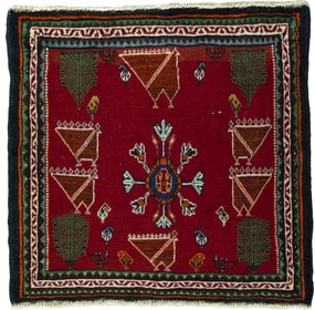 Shiraz Tappeto 60x60 Rosso (Iran) Annodato A Mano