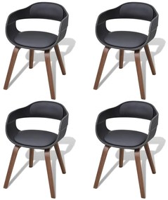 Sedie Da Pranzo 4 Pz Nere İn Legno Curvo E Similpelle /