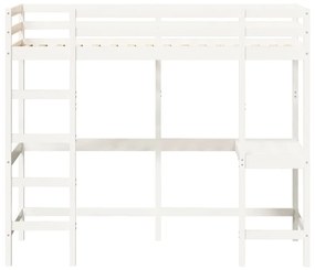 Letto soppalco con scrivania bianco 90x190 cm massello pino