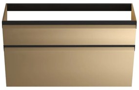 Mobile da bagno sospeso sotto lavabo Fusion L 99.5 x H 60 x P 45.5 cm giallo, 2 cassetti