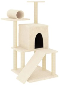 Albero per gatti con tiragraffi in sisal crema 110,5 cm