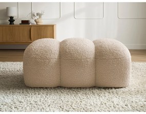 Poggiapiedi beige con rivestimento in bouclé Hippolyte – Bobochic Paris