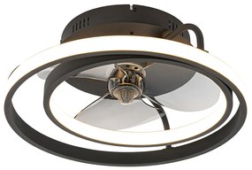 Ventilatore da soffitto nero 46,5 cm con LED e telecomando - Kees