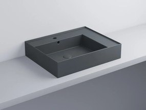 Cielo Enjoy Lavabo 60x48 Sospeso O Da Appoggio Rettangolare Con Troppopieno Basalto