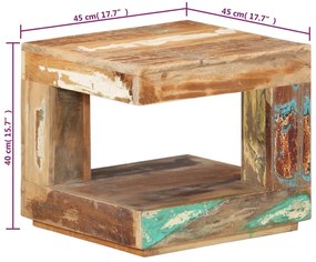 Tavolino da Salotto 45x45x40 cm in Legno Massello di Recupero