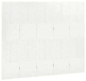 Paravento a 5 Pannelli Bianco 200x180 cm in Acciaio