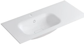 Lavabo a incasso rettangolare vasca a sinistra L 100.5 x H 15 x P 46 cm in resina bianco lucido