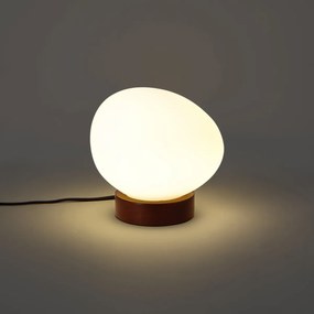 Lampada da tavolo Japandi in legno con vetro opale - Sally