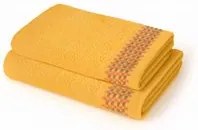 Coppia asciugamani spugna viso e ospite giallo con bordatura