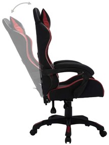 Sedia da gaming con luci a led rgb rosso vino e nera similpelle