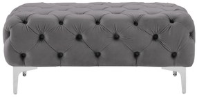 Pouf Chesterfield in Velluto Antracite - EDWINA