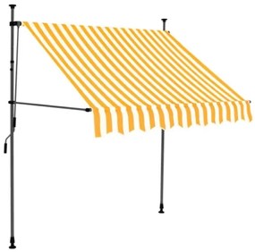 Tenda da Sole Retrattile Manuale LED 200 cm Bianco e Arancione