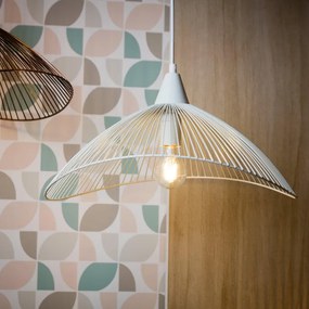 Lampadario Design Kasteli bianco paralume bianco E27 Ø45cm SEYNAVE