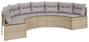 Set divani da giardino semicircolare 3 pz in polyrattan beige