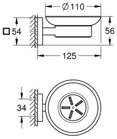 GROHE 410962430 - Portasapone START CUBE 110 x 56 x 125 mm nero