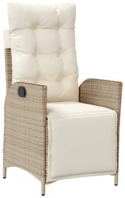 Set da pranzo da giardino 5 pz con cuscini beige in polyrattan