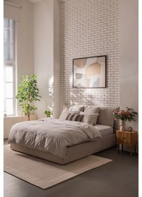 Letto matrimoniale imbottito beige con contenitore e rete inclusi 180x200 cm Thessa Pillow – Bonami Selection