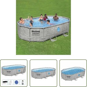vidaXL Piscina con scala - Bestway Set Piscina Power Steel 488x305x107 cm