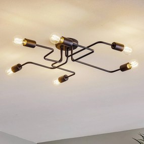 HELAM Plafoniera Tube a 6 luci nera