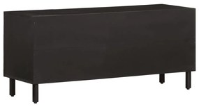 Mobile porta tv nero 105x33x46 cm in legno massello di mango