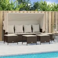 Set Divano da Giardino 5 pz con Cuscini Marrone in Polyrattan 3261564