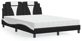 Letto Con Materasso Nero E Bianco 120x200 Cm İn Similpelle /