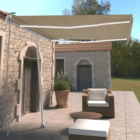 Tenda Da Sole Retrattile Manuale Con Led 300x250 Cm Crema /