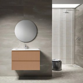 Mobile da bagno sotto lavabo Ares corallo laccato opaco L 80 x H 55 x P 45 cm 1 cassetto, lavabo non incluso